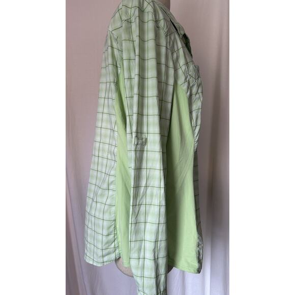 REI Green Plaid Long Sleeve Blouse Top Nylon Spandex Stretch Womens XL - Picture 4 of 8